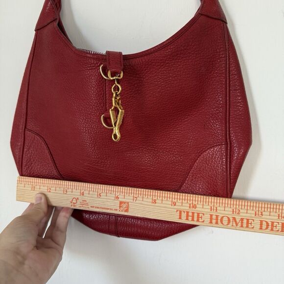 Classic Tote Bag Bordeaux Red Leather Shoulder Purse French Custom Gold Accent - Picture 13 of 16